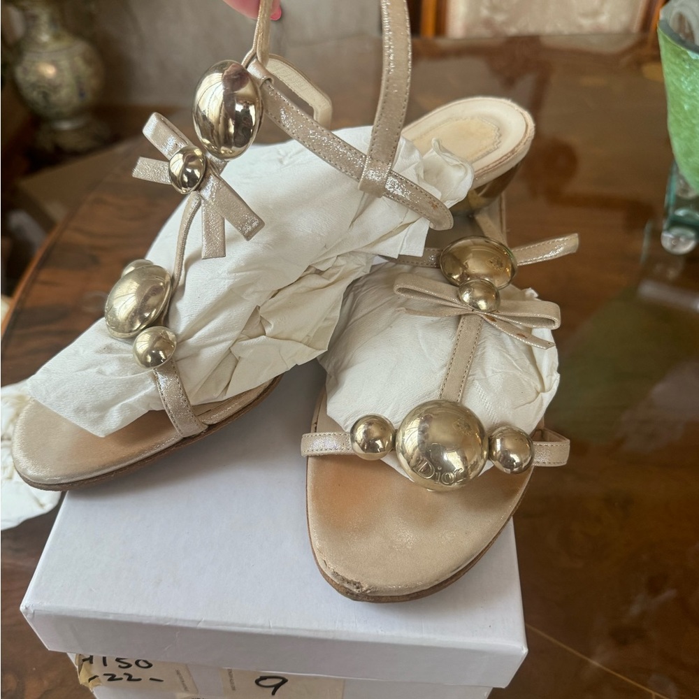 Christian Dior women’s jaipur bow detail strap sandals Sz 39.5 USA Sz 9.5
